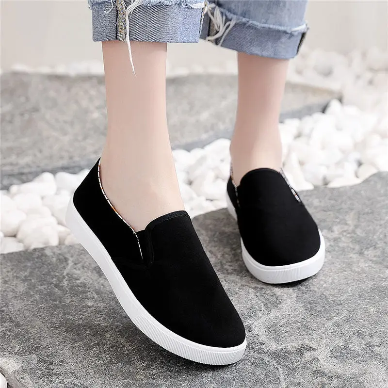 Women Casual Boat Shoes Ladies Slip On Ballet Flats Comfy Mother Canvas Loafers Zapatos Mujer Walking Footwear 2021 New Style