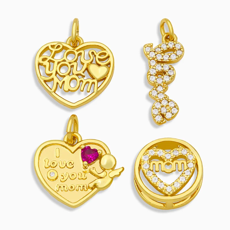 

OCESRIO 18K позолоченные мини-подвески в форме сердца из циркония Подвески-буквы для ожерелий медные DIY ювелирные аксессуары pdta252