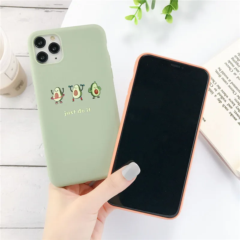 iPWSOO Cartoon Avocado Phone Case For iPhone 11 Pro Max X XS XR Xs Funny Animal Cases Cover 5 5s SE 6 6s 7 8 Plus | Мобильные