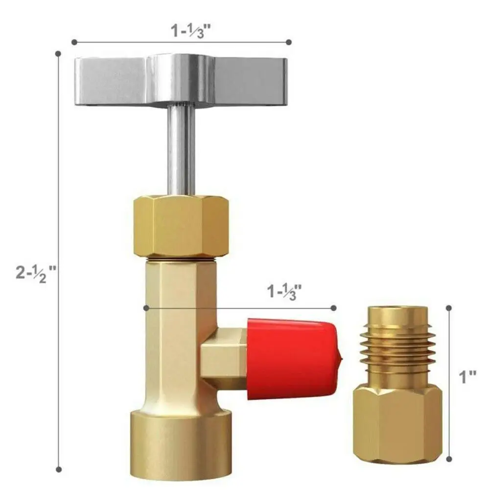 

Adapter R134A Fits 1/4" 1/2" SAE Male Auto AC Brass Can Tap Valve Bottle Opener Refrigerant Dispenser Tool Leak-Proof Switch