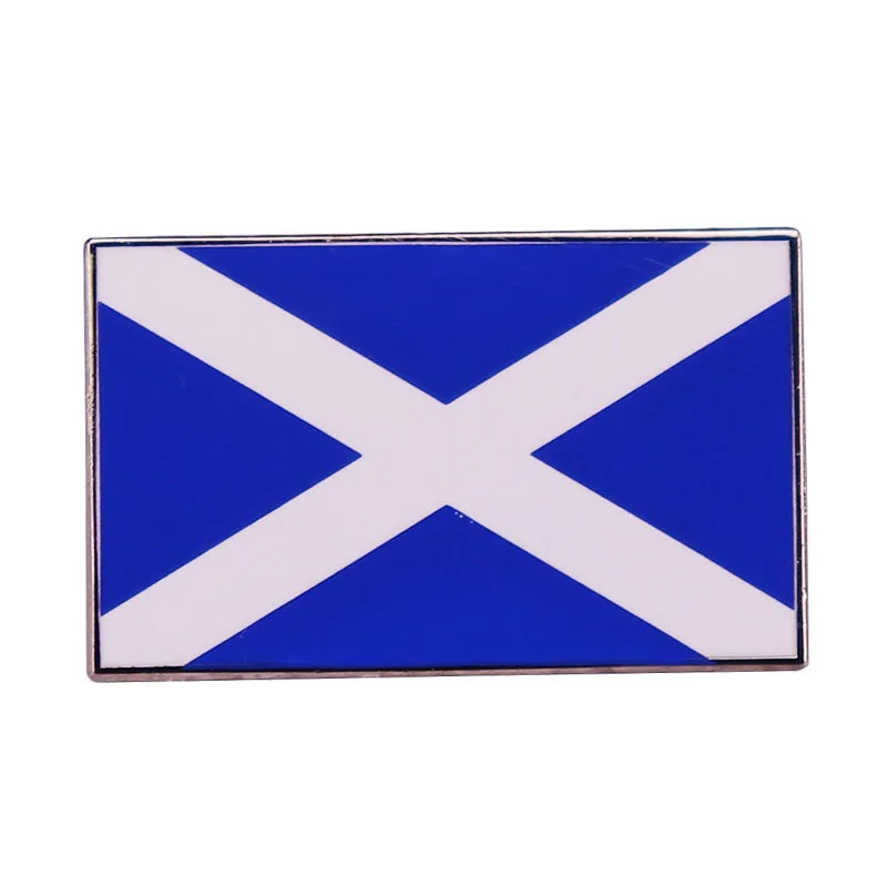 Значок на лацкан в виде креста Святого эндроза с эмалью и шотландским флагом