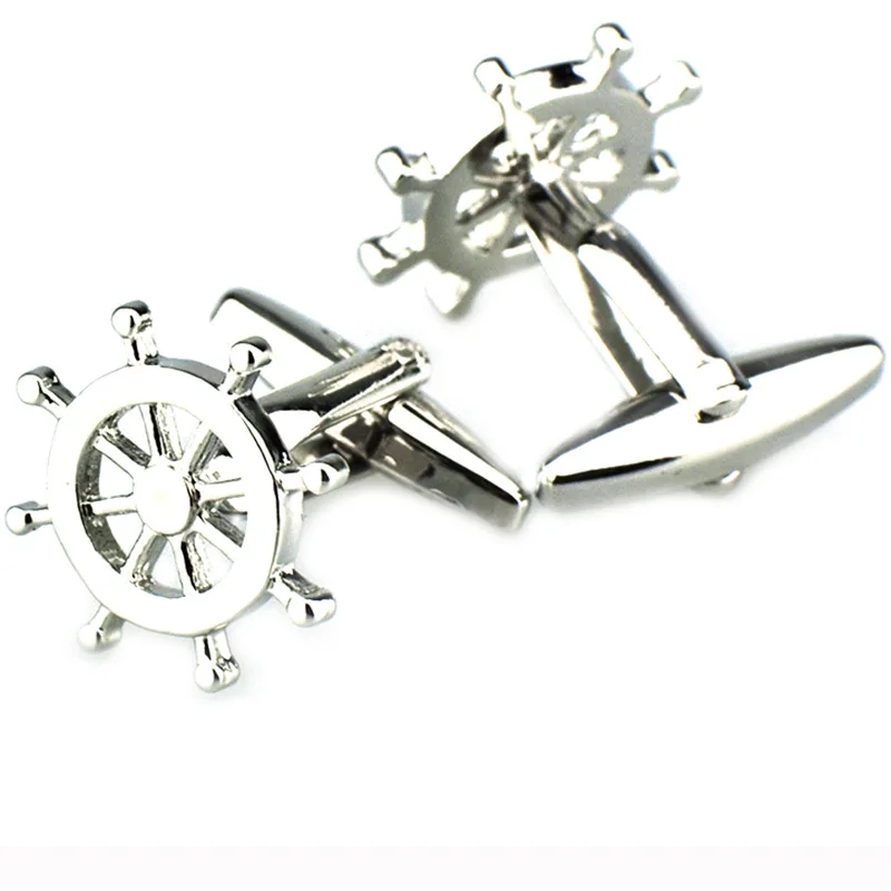 Новые серебристые запонки штурвал высококачественные роскошные мужские манжеты