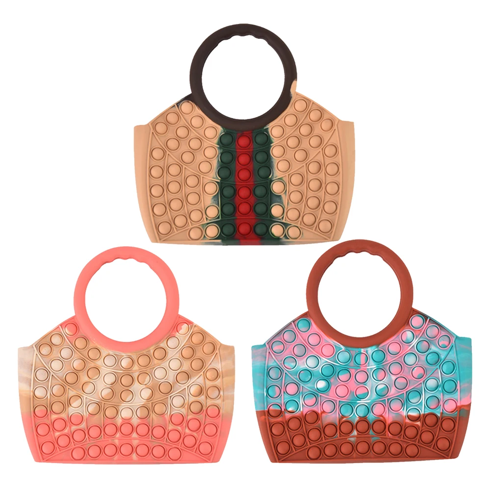

Пузырьковая Сумочка для снятия стресса, смешная силиконовая многоразовая переносная сумка для подарка для взрослых и детей с аутизмом, Нов...