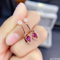 kjjeaxcmy fine jewelry 925 silver natural garnet new girl noble earrings hot selling ear stud support test chinese style