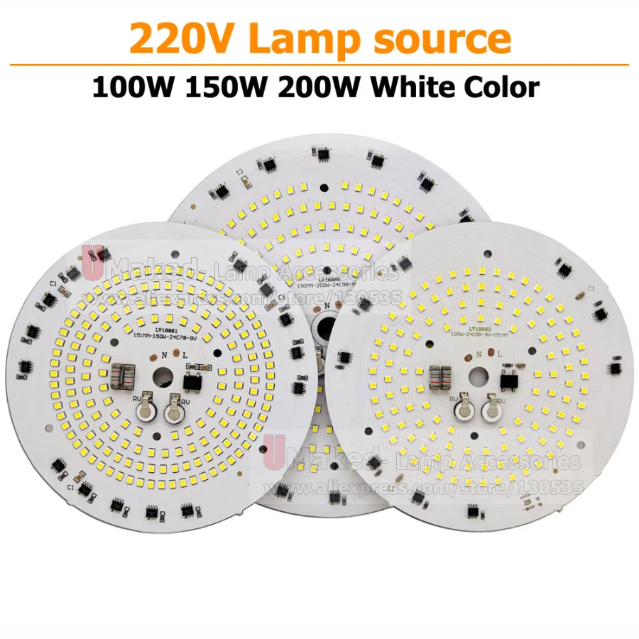 

100W 150W 200W AC 220V Led downlight, Driverless led pcb with smd integrated IC driver for downlight direct ac220v