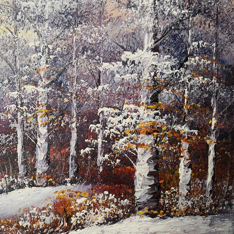 

Winter Snow Scene Hand Paint Forest Landscape Oil Painting for Home Decoration