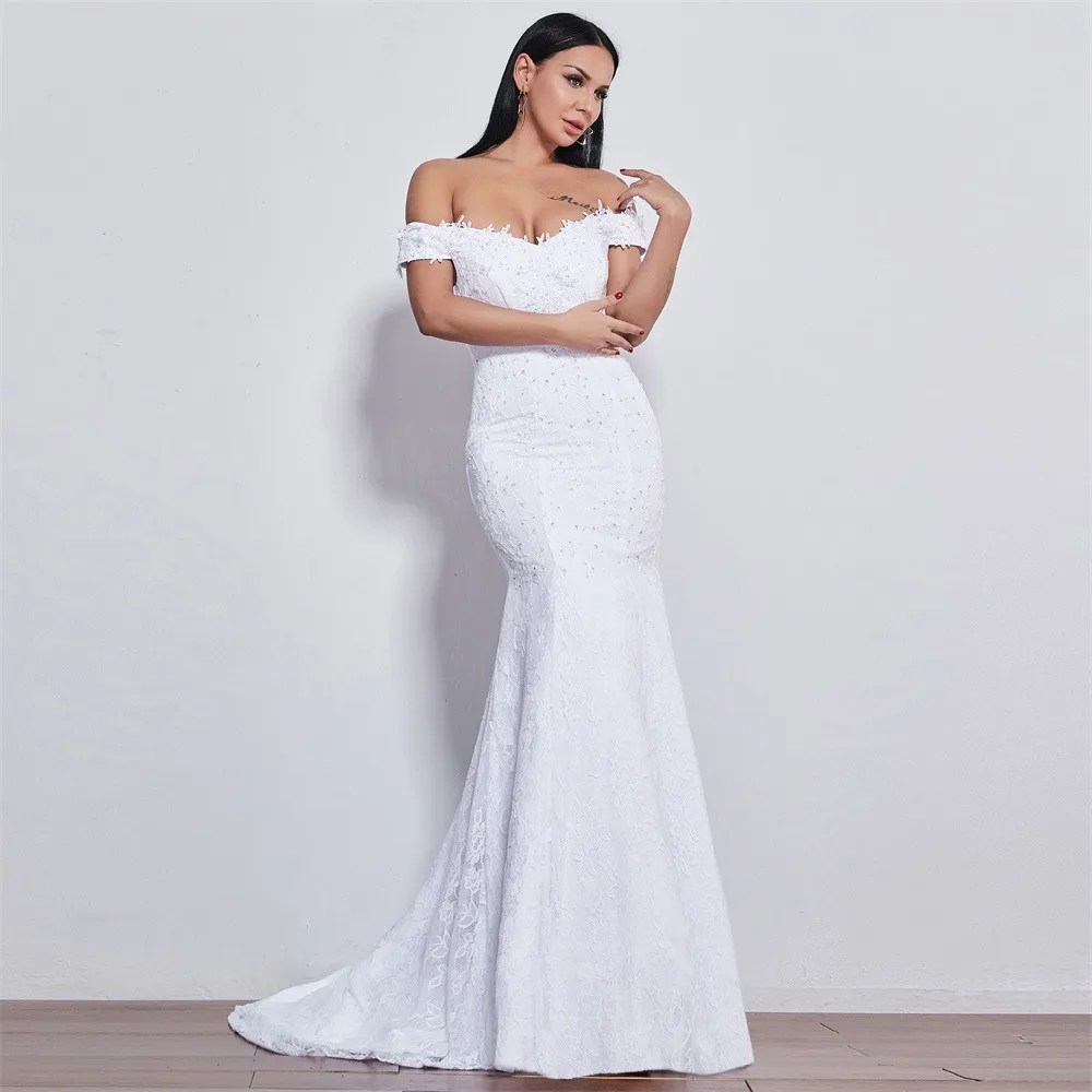 Кружевное свадебное платье с красивыми цветами юбкой годе robe mariage 520|Свадебные