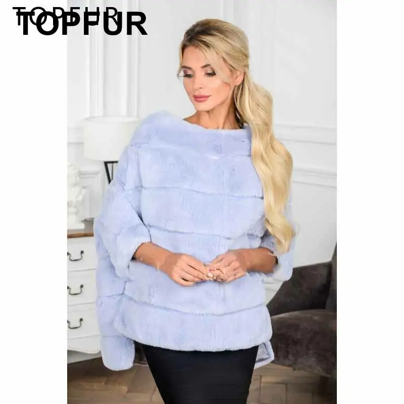 TOPFUR новинка зимняя накидка из натурального меха небесно голубой цвет шаль