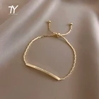 Женский Готический минималистичный металлический браслет с золотыми буквами, необычный ювелирный браслет в Корейском стиле для студенток и девушек, Подарочная бижутерия