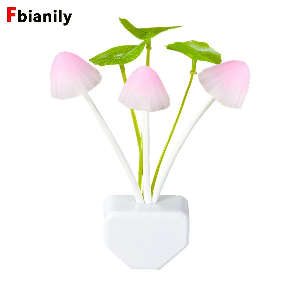 Novelty Mushroom Fungus Night Light EU & US Plug Light Sensor 220V 3 LED Colorful Mushroom Lamp Led Night Lights 2017 inflatable mushroom model with led light