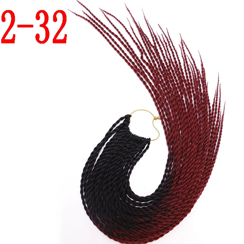 2-32 MERISIHAIR Ombre вязанные косички Сенегальские крученые волосы 24 дюйма 30 корней/упаковка синтетические плетеные волосы для женщин серый синий розовый - Цвет: 2-32