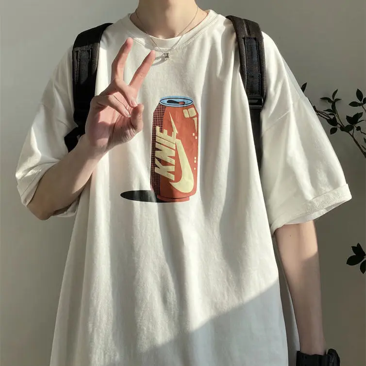 

Men's Short-Sleeved T-Shirt Summer New Loose Hong Kong Style Trend All-Match Clothes Casual Tide Brand Half-Sleeved T-Shirt