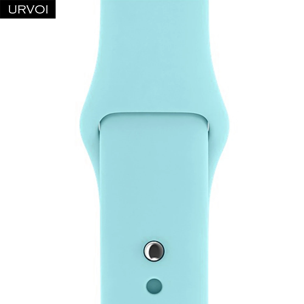 Aqua Спортивный ремешок URVOI для apple watch 5, 4, 3, 2, 1, силиконовый ремешок для iWatch 40 мм, 44 мм, застежка на булавке и застежке, новинка, сосновый зеленый - Цвет ремешка: Aqua