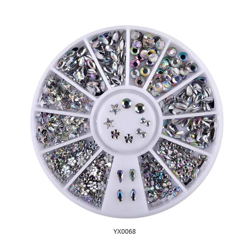 YX0068 1 коробка красочные 3D желе AB акриловые колеса Декоративные наклейки для ногтей DIY Дизайн ногтей колеса Советы ювелирные изделия Стразы инструменты для маникюра - Цвет: YX0068