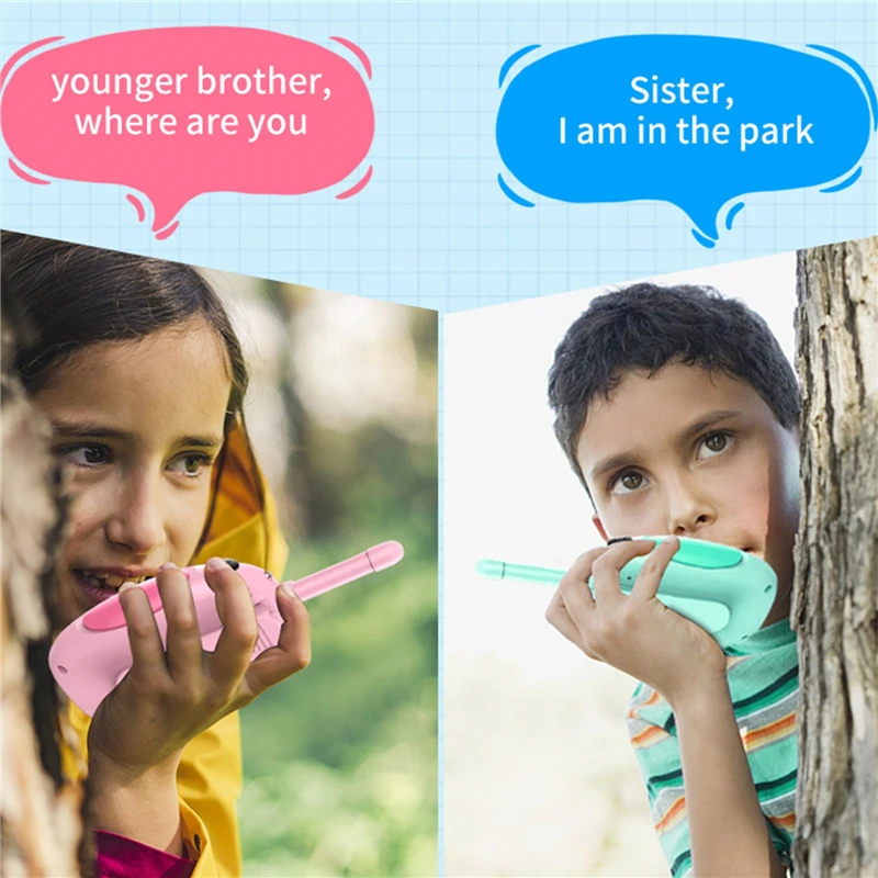 2pcs Kids Mini Walkie Talkie Portable Flashlight HF Transceiver 1000mAh Battery 3-5km Hiking Interphone Toys Gift Two Way Radio