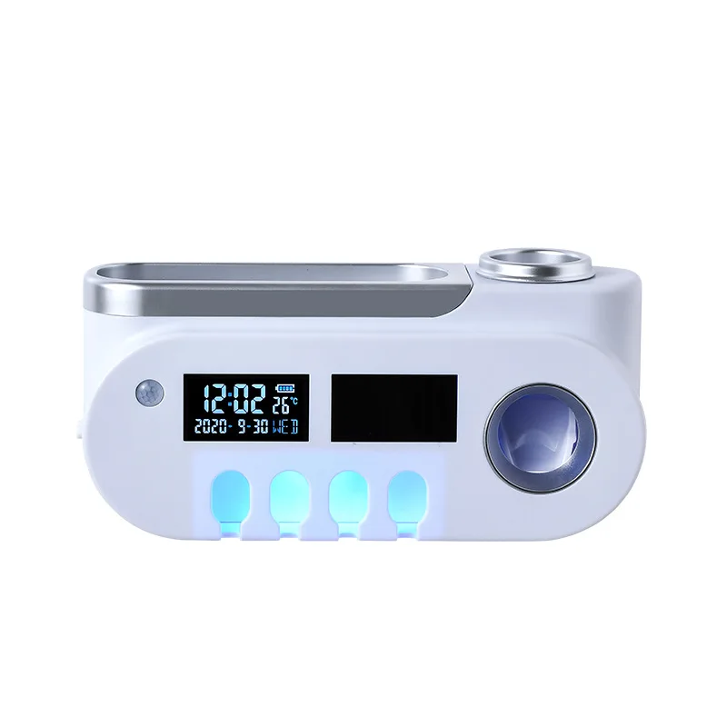 

Toothbrush Holder Sterilizer Wall Mount Organizer Free Punch Bathroom Shelves USB Toothpaste Squeezer For Bathroom Accessories