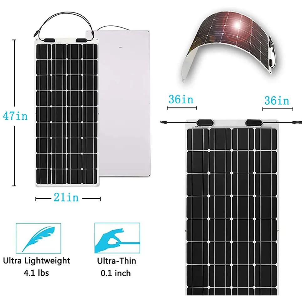 

2021 600W solar system kit photovoltaic module cell single crystal bendable 2 × 300W 18V solar cell charger