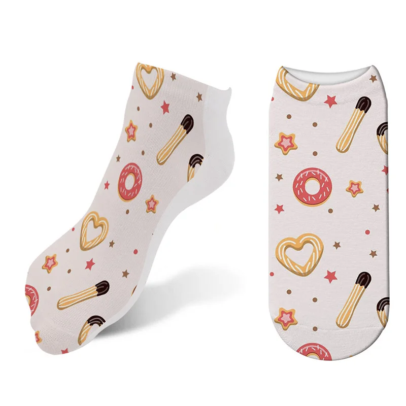 Женские короткие носки с принтом мороженого розового цвета|Носки| |