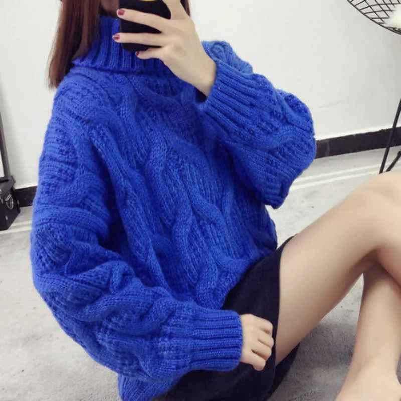 

2021 New Fashion Fairy Winter Women Tops Elegant Loose Pullover Knitted Sweater Temperament Outer Wear Thick Warm Sweaters G018