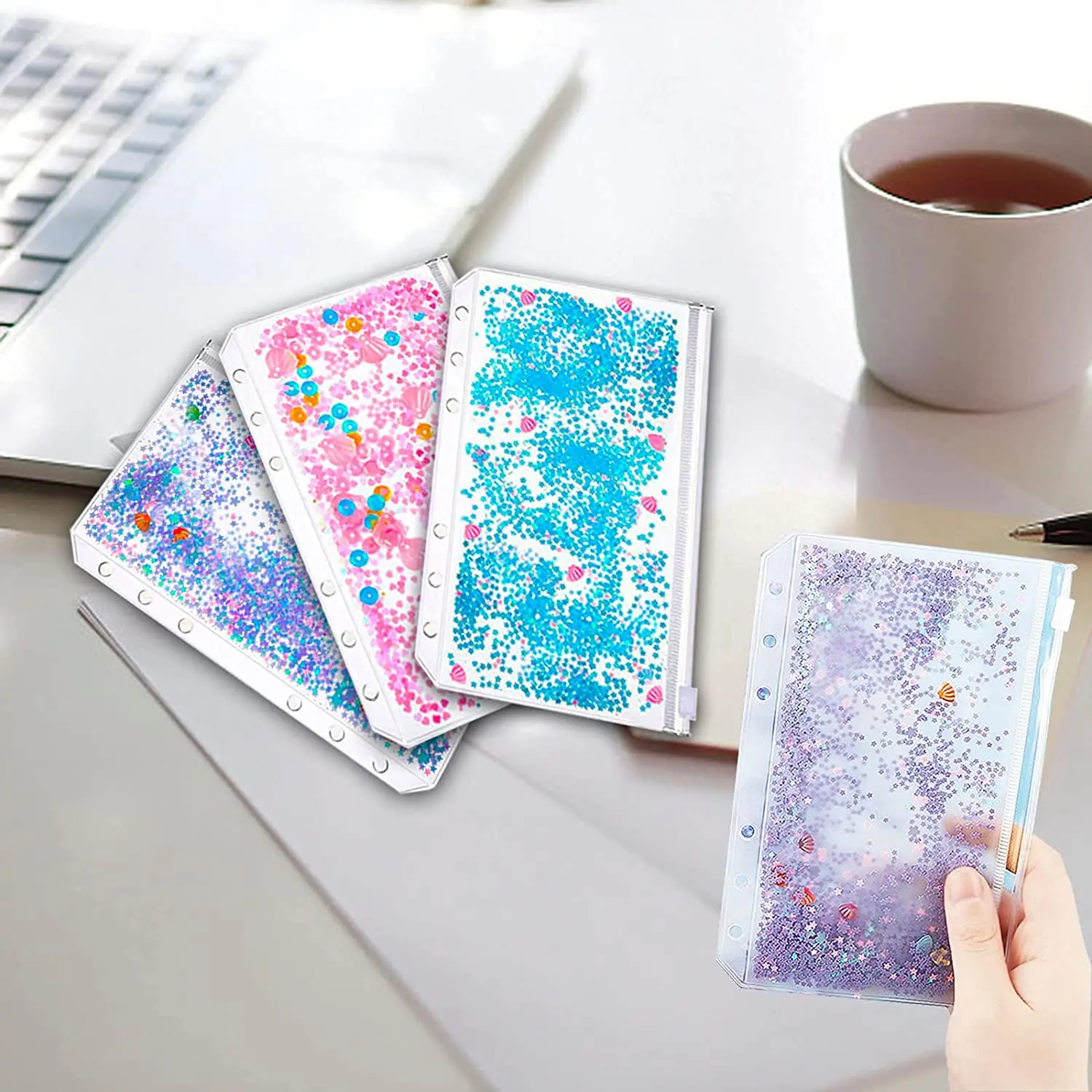 6 Pieces A6 Binder Cash Envelopes PVC Budget with Zipper Pocket Folders for Ring Refillable Notebook | Канцтовары для офиса и