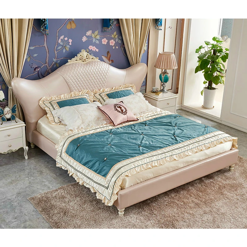 Кровать из натуральной кожи в европейском стиле кровать для хозяйской спальни