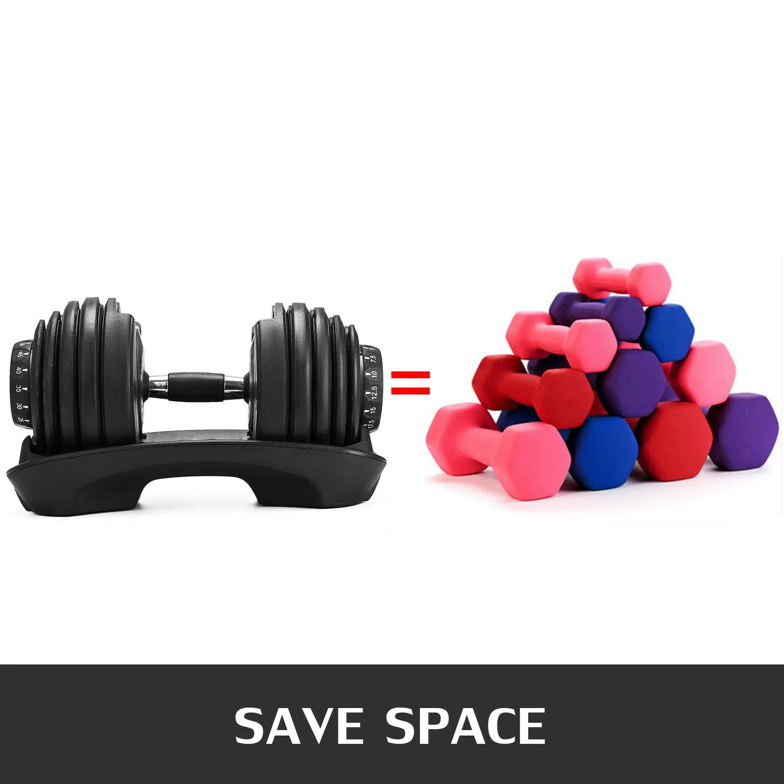 

Adjustable Dumbbell Weight Select 552 1090 Fitness Workout Gym Dumbbells Syncs[One 90LBS Black]