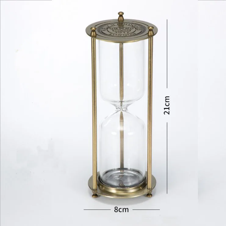 Bronze 21cm Европейские металлические песочные часы для дома кухня песочные часы стекло декоративный песок стеклянные песочные часы для рабочего стола украшения подарок - Цвет: Bronze 21cm