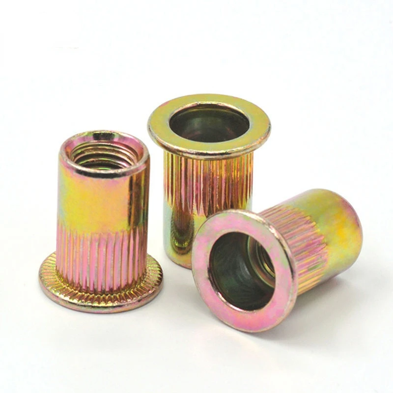 

50 шт. плоская головка вертикальный узор Заклепка гайка Тянущая Заклепка гайка железная цветная цинковая крупная окантовка полоса гайка инс...