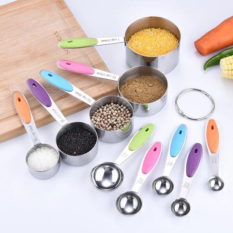 

5pcs Measuring Spoons Cups Color Handle Baking Teaspoon Measuring Creative Baking Kitchen Food Cooking Tools