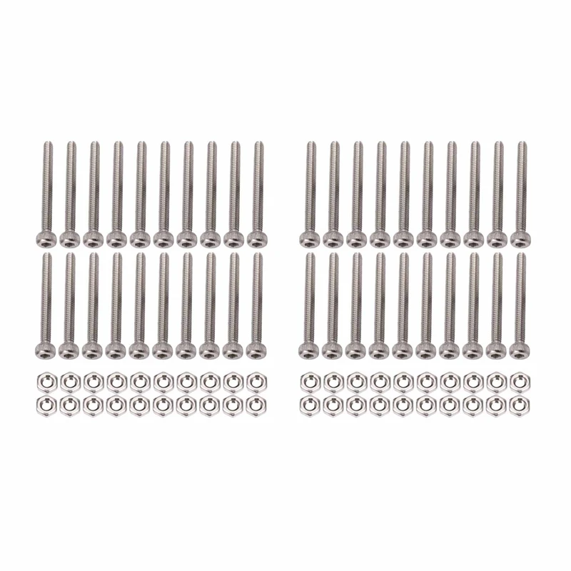 

New M2 x 20mm Long Hex Socket Knurled Cap Screws Bolts Nuts Set 40Pcs