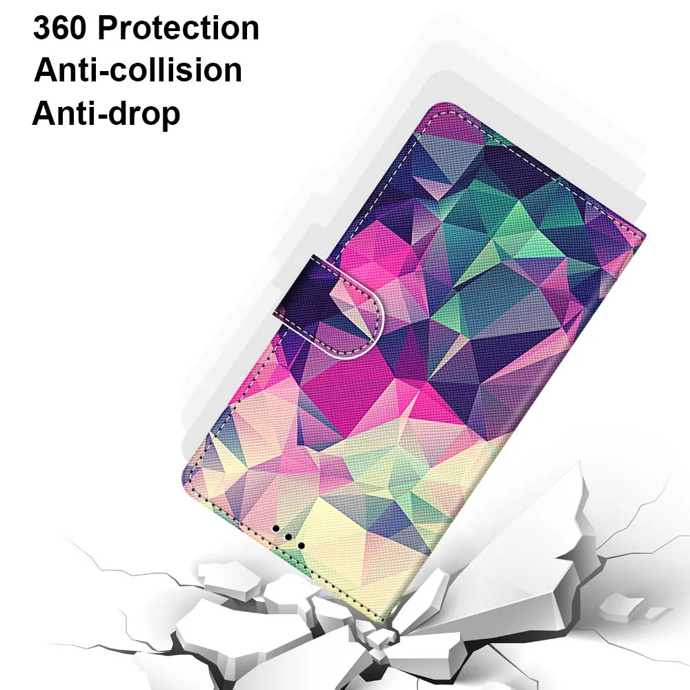 Кожаный чехол книжка с кошкой и львом для Samsung Galaxy S5 S6 S7 S8 S9 S10 Plus S10E Grand Prime G530 J120 J3 J510