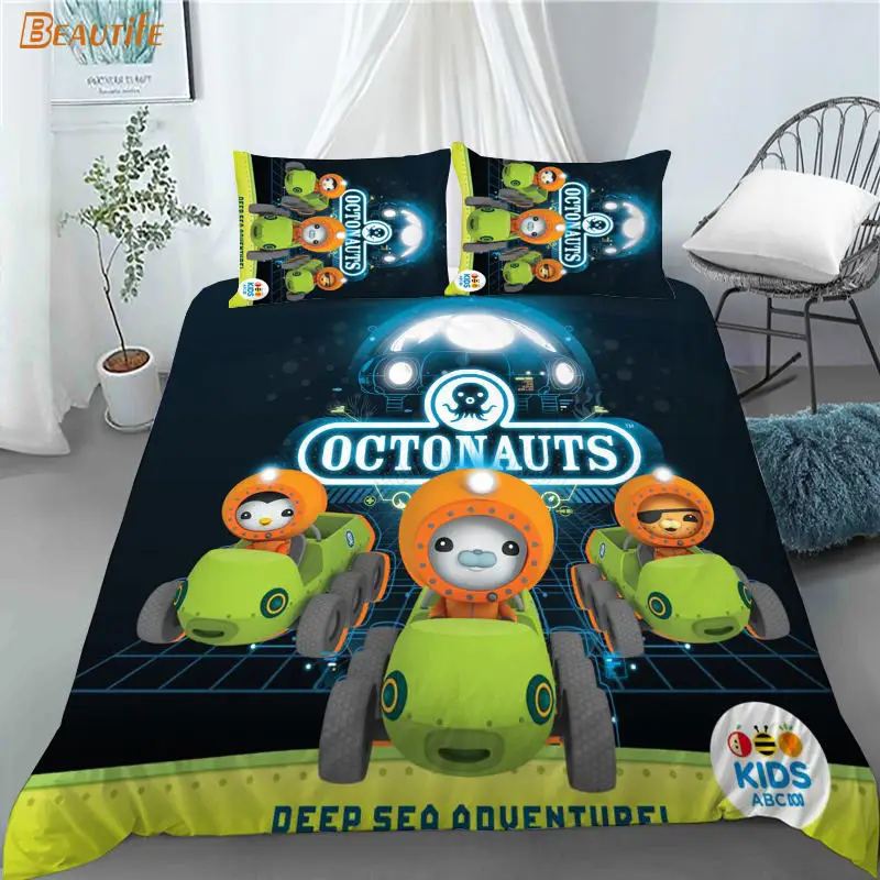 De Octonauts de dibujos animados animaci&oacute;n 3 uds edred&oacute;n conjunto de moda juegos de ropa de cama edred&oacute;n funda n&oacute;rdica funda Textiles para el hogar-5