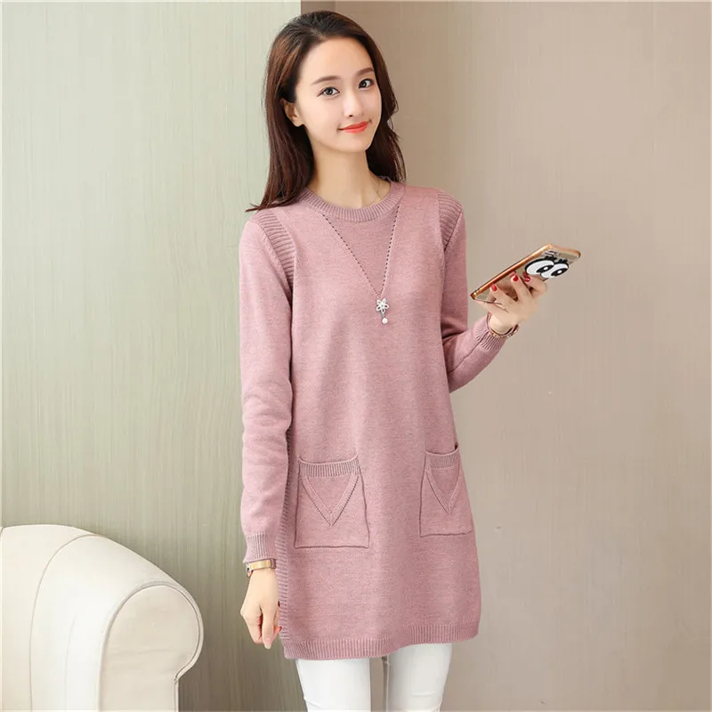 Свободные свитера для женщин 2019 осень зима теплый джемпер пуловер плюс бархат