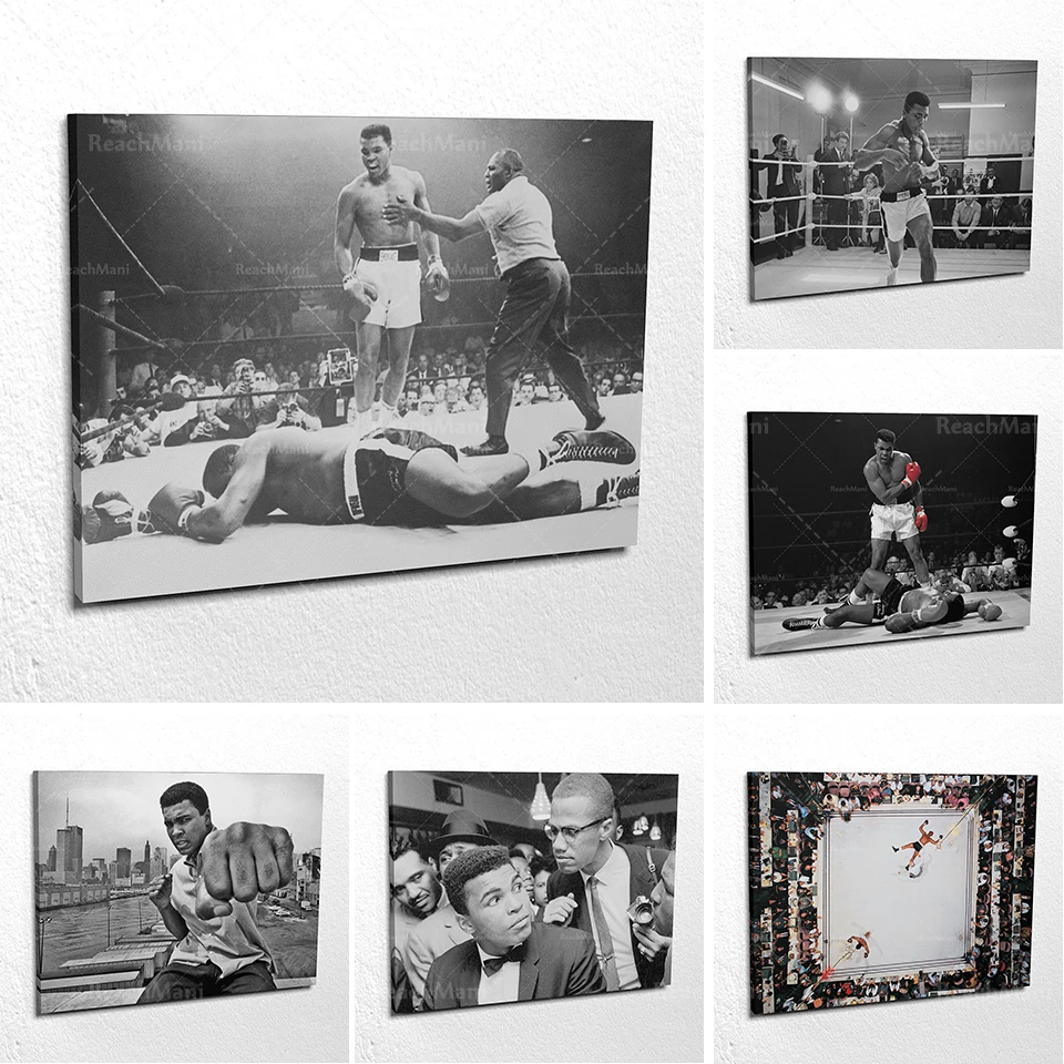 

Muhammad Ali Noir et Blanc Punch Canvas Wall Art Print