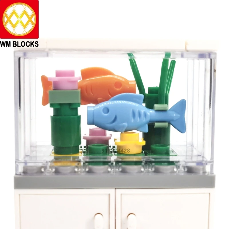 

Fish Tank MOC City Furniture Toys Animal Street View Furnishings DIY Building Blocks Educational Kids Toys For Children City Set