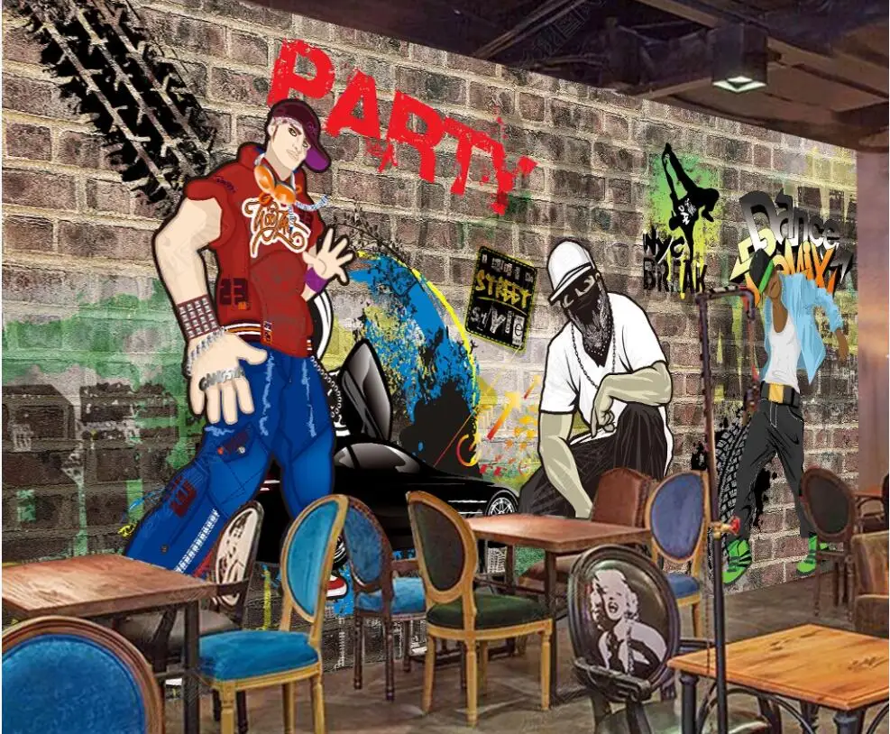 3d фото обои на заказ роспись модное уличное искусство Граффити хип-хоп кирпичная