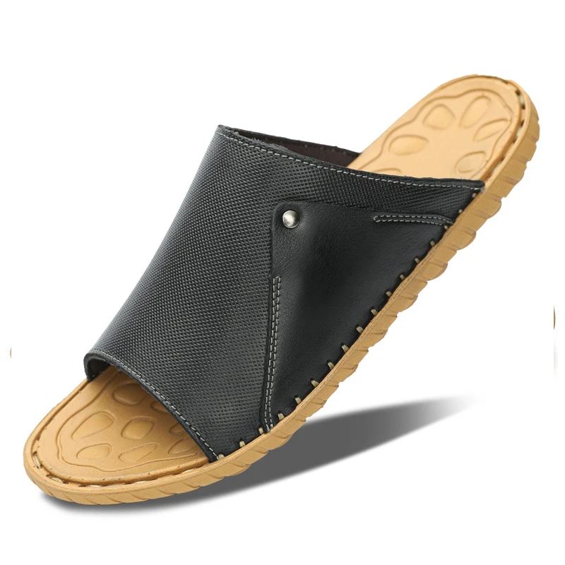 Кожаные женские повседневные слайды итальянские с пальмами новинка 2021