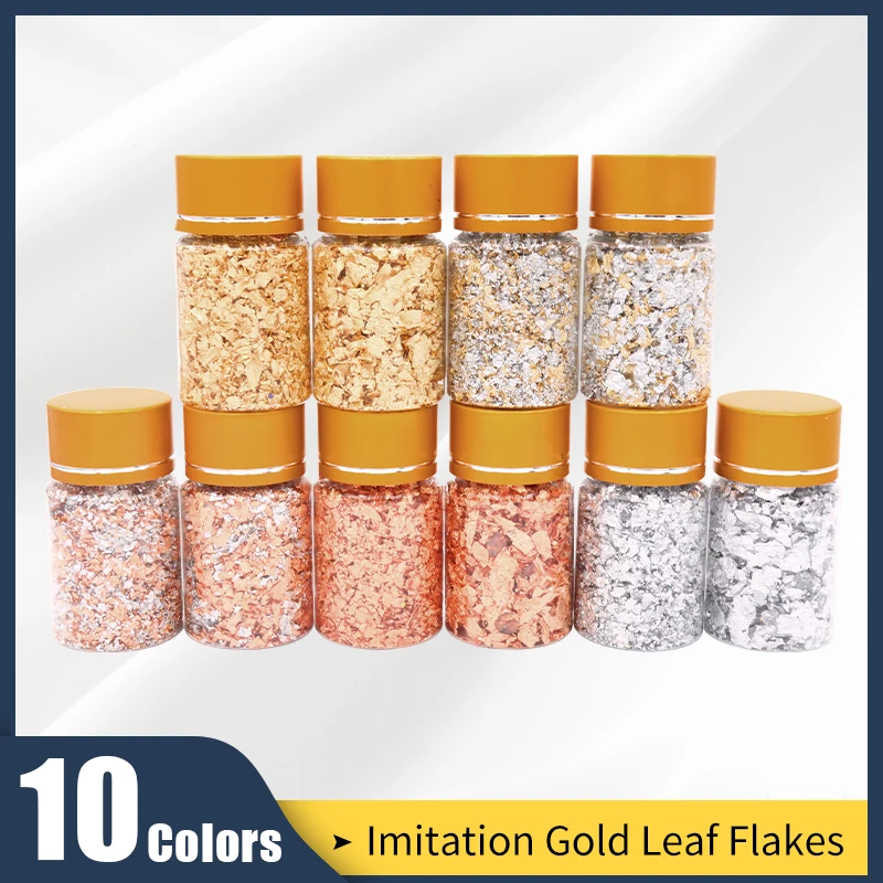 

10 Color Gold Foils Gorgeous Nails Glitter Aluminum Flakes Paillette Chip Nail Design Shinny New Year Nail Art Decoration