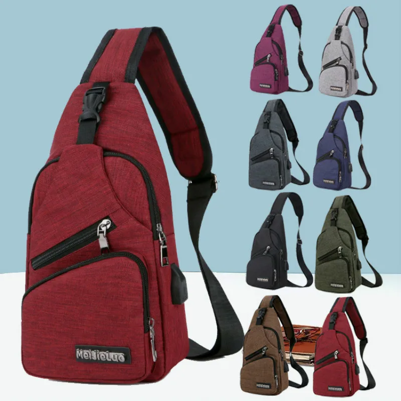 Мужские дорожные нагрудные сумки мужские USB зарядка разъем для наушников