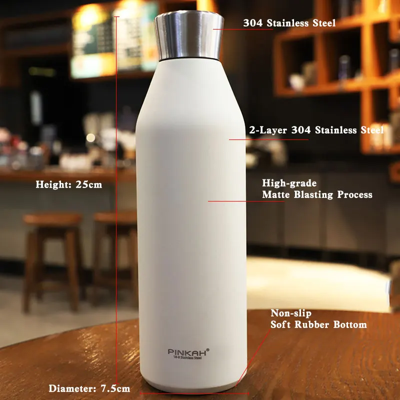 PINKAH 600 мл Термос для езды на велосипеде чашка питья вакуумная колба путешествий