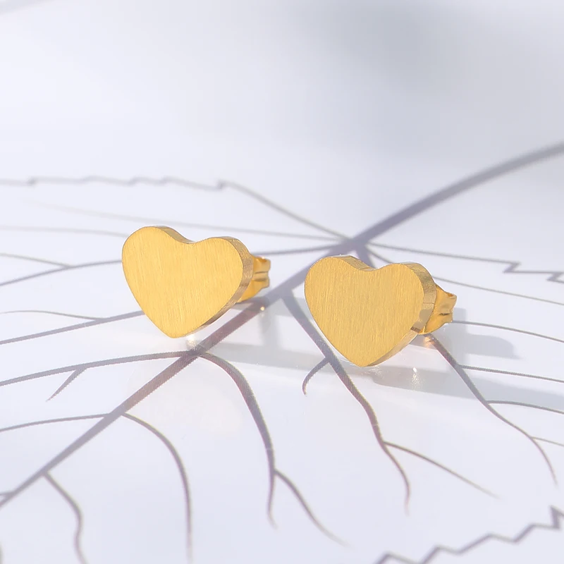 Золото Цвет романтический Элегантные Любовь в форме сердца серьги гвоздики для