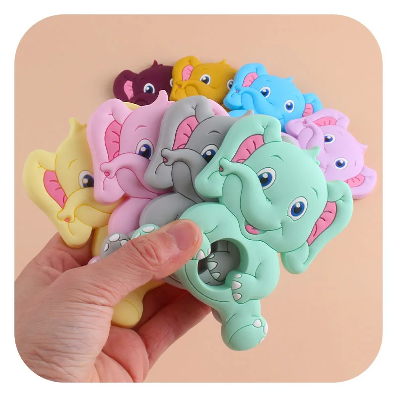 

Baby Silicone Teether Cartoon Animals Elephant 1Pcs BPA-free Food Grade Silicone Pendants Handmade DIY Molar Teether Toys