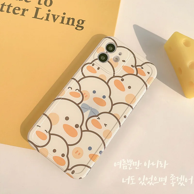 

Super Cute Duck Phone Case is Suitable For iPhone 13 11 Pro Max Xr Xs Max 12 mini 7 8 Plus 7Plus All-inclusive Protective Cover