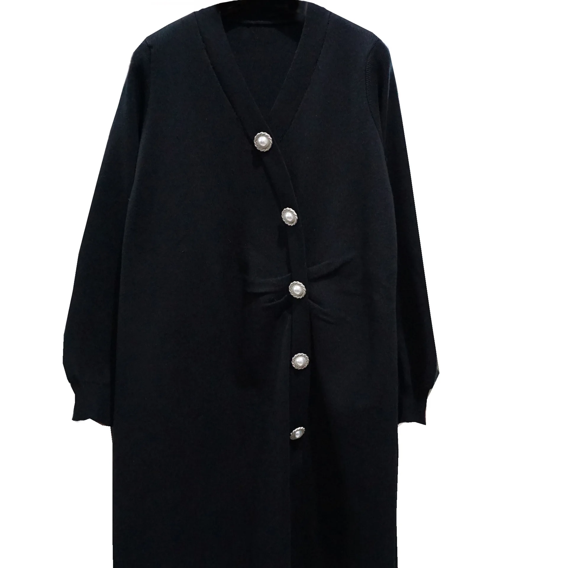 

Temperament ladies style dress V-neck button knitted thin maternity Korean sweater