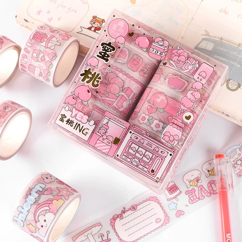 

8 шт., набор декоративного скотча васи декоративные наклейки Kawaii Washitape