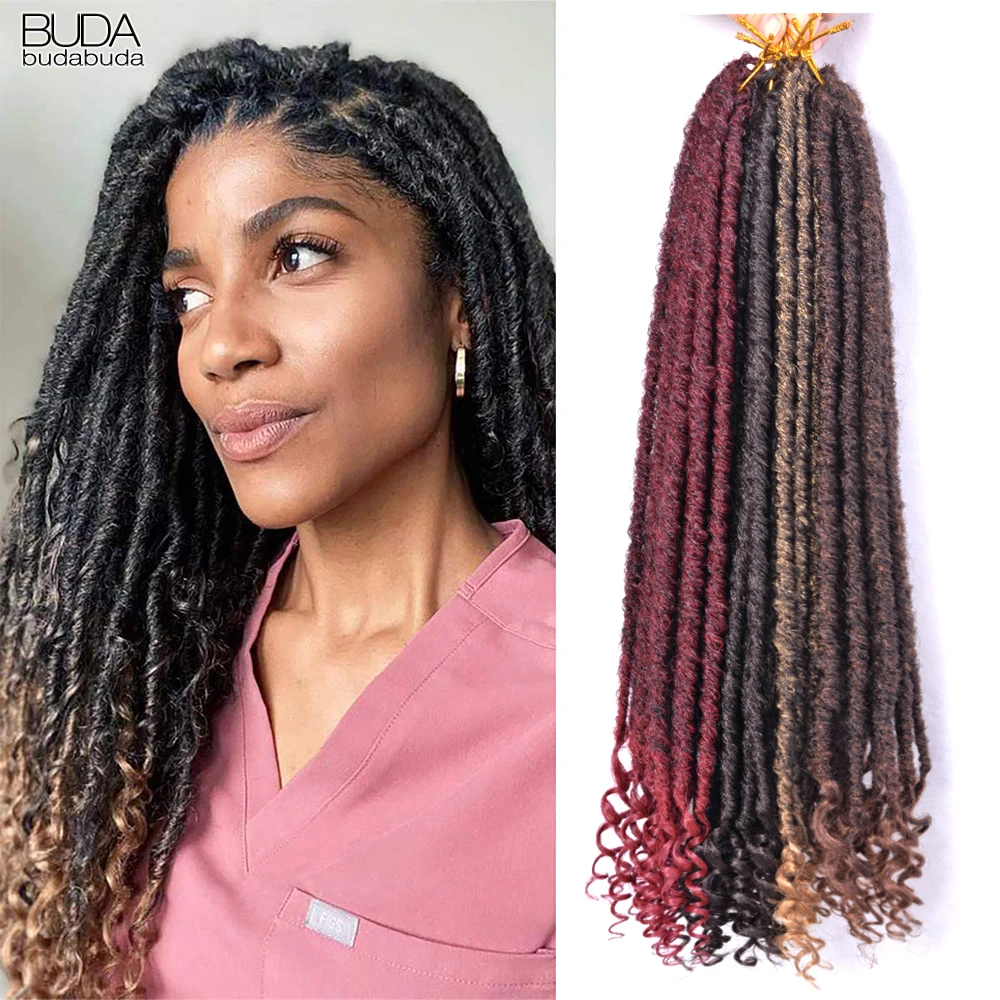 

Faux Locs Synthetic Hair For African Braids 18Inch Dreadlocks Crochet Hair With Curly Ends Organic Hair Extensions For Women