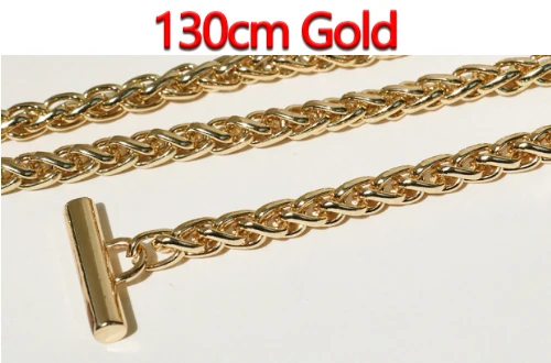 130cm Gold DIY 6 мм золото, серебро, пистолет черный, покрытие бронзового металла замена цепи плечевые ремни для маленькой сумки ручка с OT застежками - Цвет: 130cm Gold