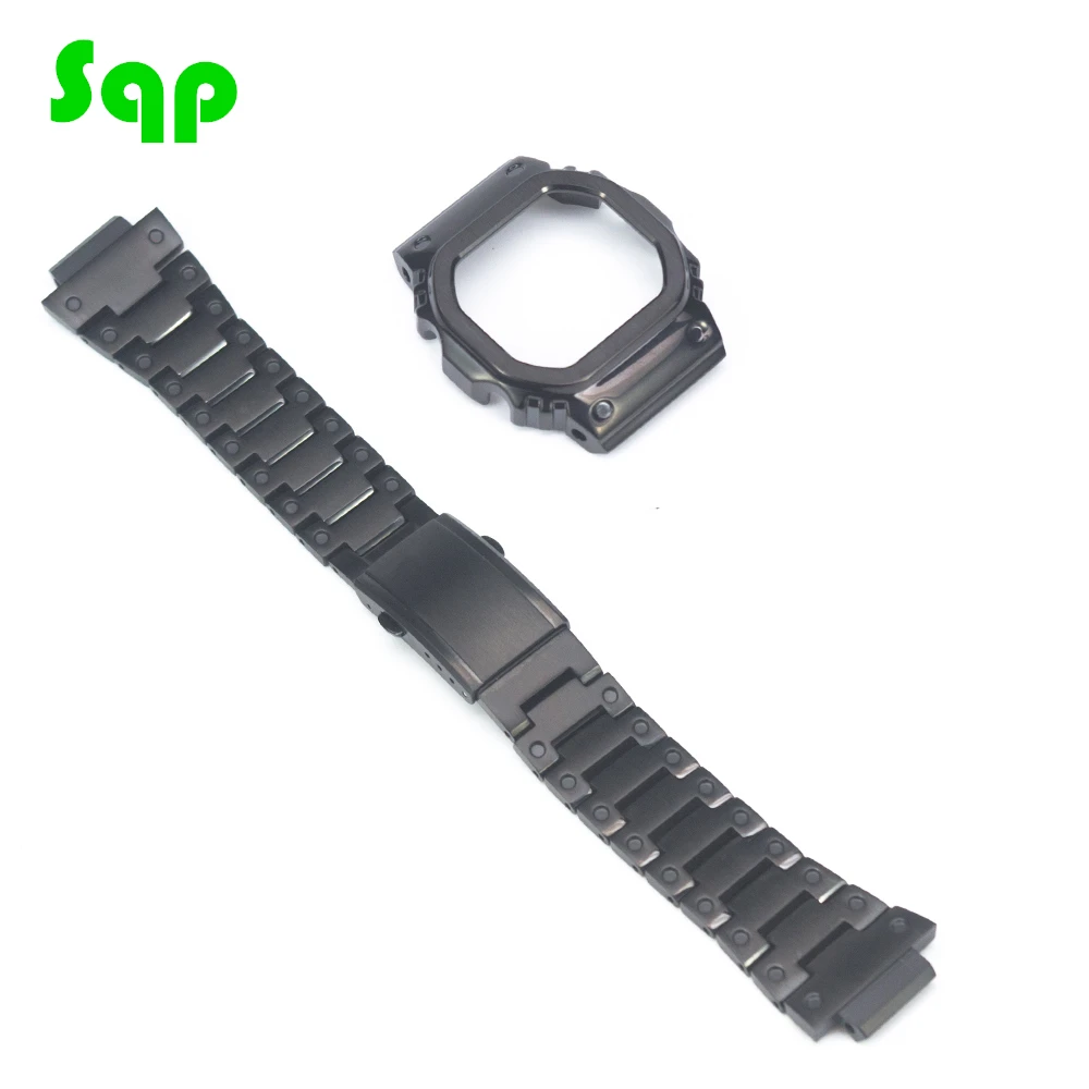 DW5600/5610 прохладный черный обновленный набор часов модификация ремешок для часов ободок/чехол ремешок из нержавеющей стали