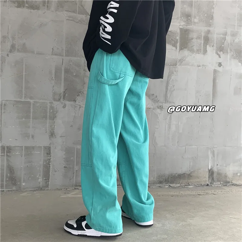 

Multicolor Baggy Jeans Men Fashion Casual Wide-leg Jeans Mens Japanese Streetwear Loose Hip-hop Straight Denim Trousers Men
