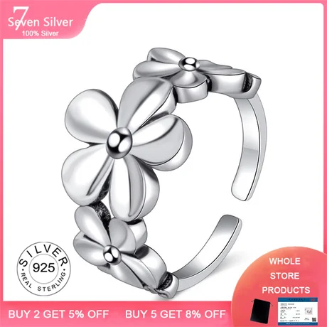 

Silver Color Flowers Brand Finger Rings Dazzling Daisy Meadow Stackable Ring, Clear CZ For Women Wedding Jewelry